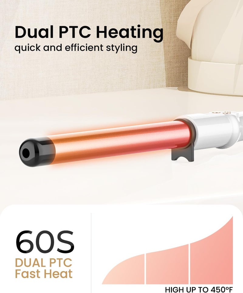 Hoson 1 Inch Extra Long Barrel Curling Wand, Ceramic Tourmaline Curling Wand Professional Dual Voltage with Adjustable Temperature - Image 3